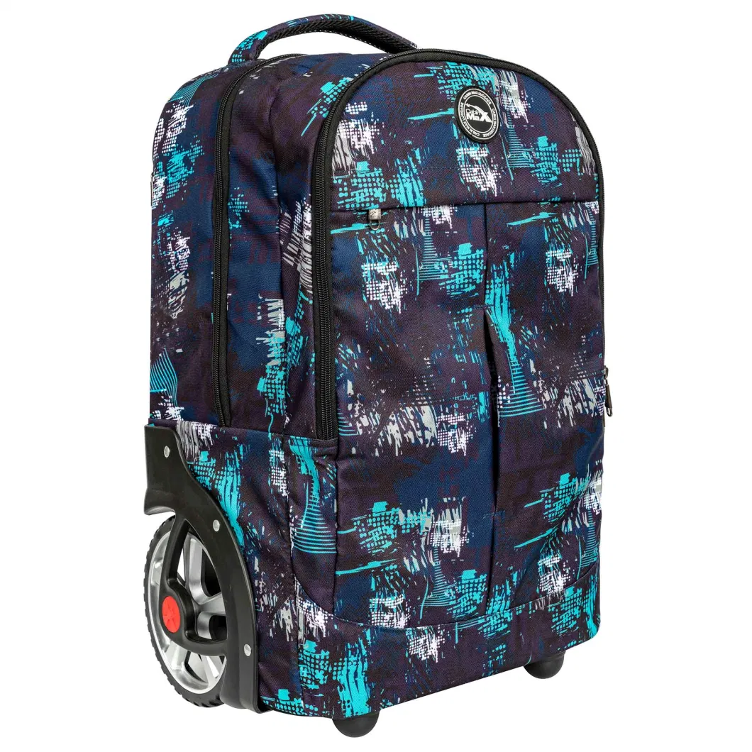 Trolley Travel Outdoor Waterproof Backpack Bag with Customized Overall Printing Wheeled Luggage Roller Bag