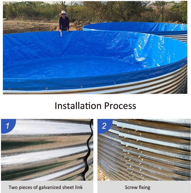 Galvanized Round Plastic PVC Tarpaulin Aquaculture Biofloc Fish Farming Tank Pond